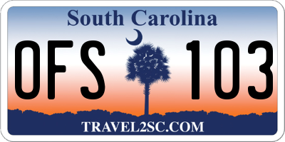 SC license plate OFS103