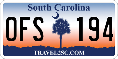 SC license plate OFS194