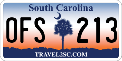 SC license plate OFS213