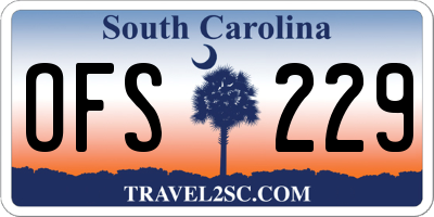 SC license plate OFS229