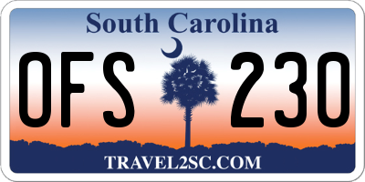 SC license plate OFS230