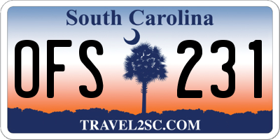 SC license plate OFS231