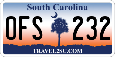 SC license plate OFS232