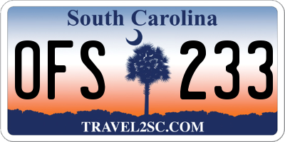 SC license plate OFS233