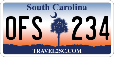 SC license plate OFS234