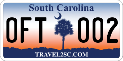 SC license plate OFT002