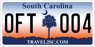 SC license plate OFT004