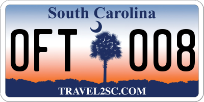 SC license plate OFT008