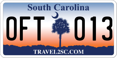 SC license plate OFT013