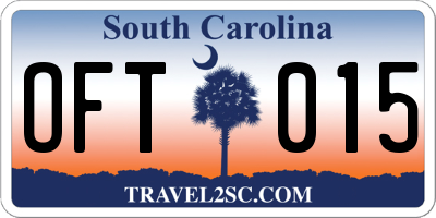 SC license plate OFT015