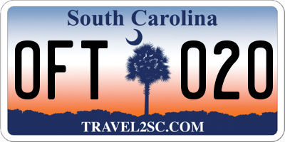 SC license plate OFT020