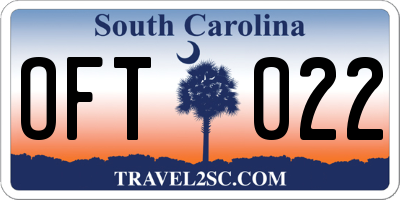 SC license plate OFT022