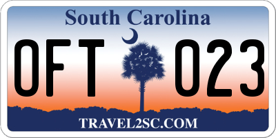 SC license plate OFT023
