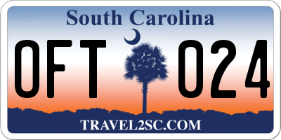 SC license plate OFT024
