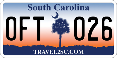 SC license plate OFT026