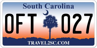 SC license plate OFT027