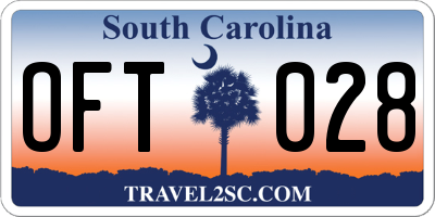 SC license plate OFT028