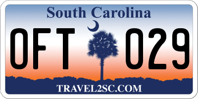 SC license plate OFT029