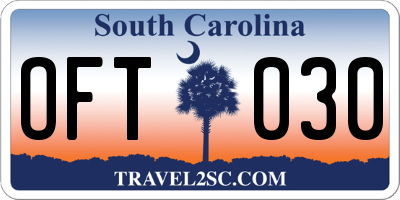 SC license plate OFT030
