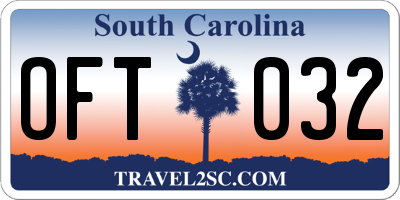 SC license plate OFT032