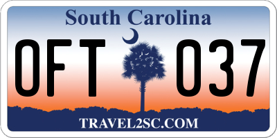 SC license plate OFT037