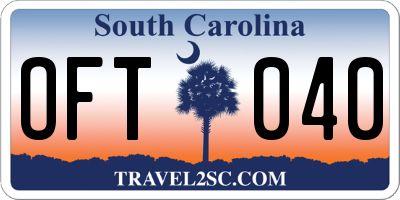 SC license plate OFT040