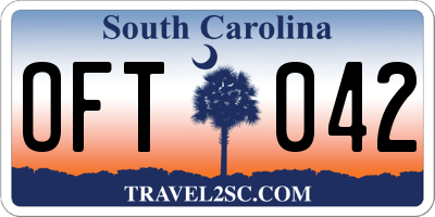 SC license plate OFT042