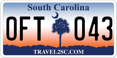 SC license plate OFT043