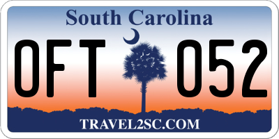 SC license plate OFT052
