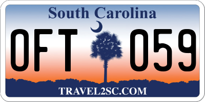 SC license plate OFT059