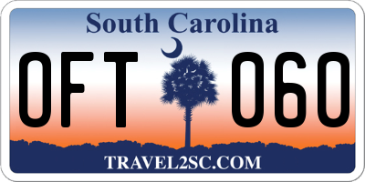 SC license plate OFT060