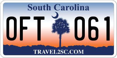 SC license plate OFT061