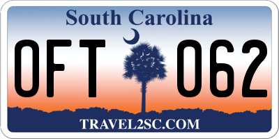 SC license plate OFT062