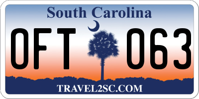 SC license plate OFT063