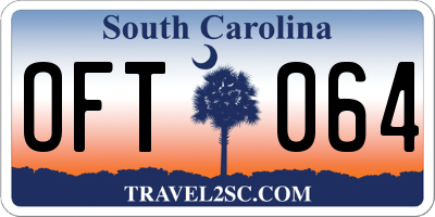 SC license plate OFT064