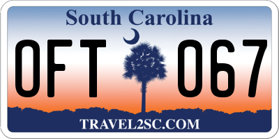 SC license plate OFT067