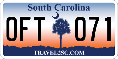 SC license plate OFT071