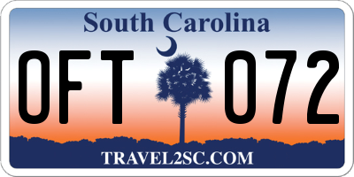 SC license plate OFT072