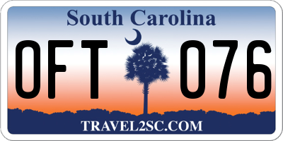 SC license plate OFT076