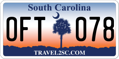 SC license plate OFT078