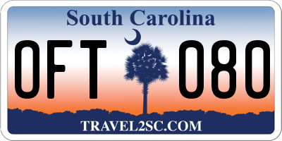 SC license plate OFT080