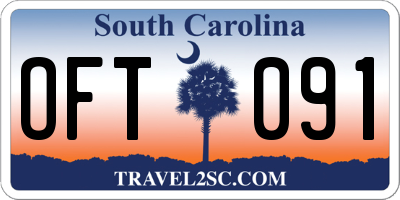 SC license plate OFT091