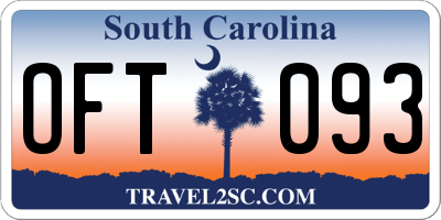 SC license plate OFT093