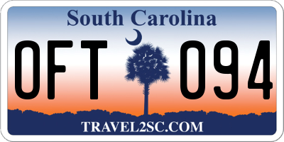 SC license plate OFT094