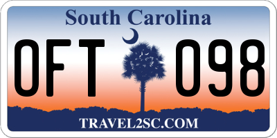 SC license plate OFT098