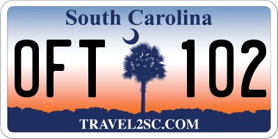 SC license plate OFT102