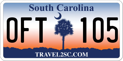 SC license plate OFT105