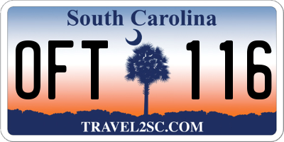 SC license plate OFT116