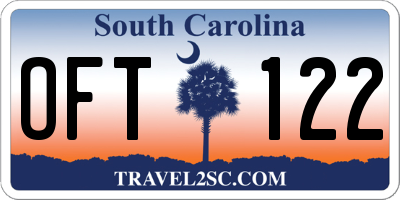 SC license plate OFT122