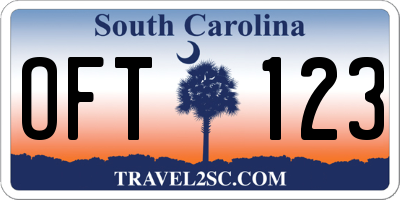 SC license plate OFT123